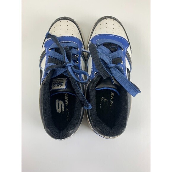 Skechers SKX Leather Sneakers Blue Black White 91787L Lace Up Youth Boys Size 3 - Picture 6 of 11